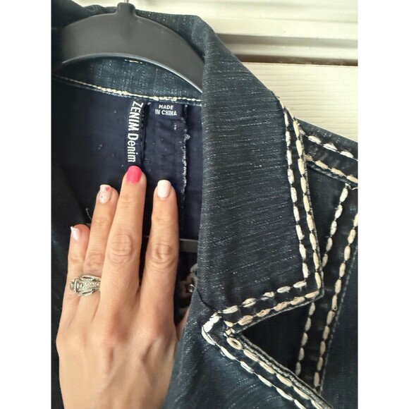 Zenim Denim Embroidered Jean Jacket M - Picture 5 of 8